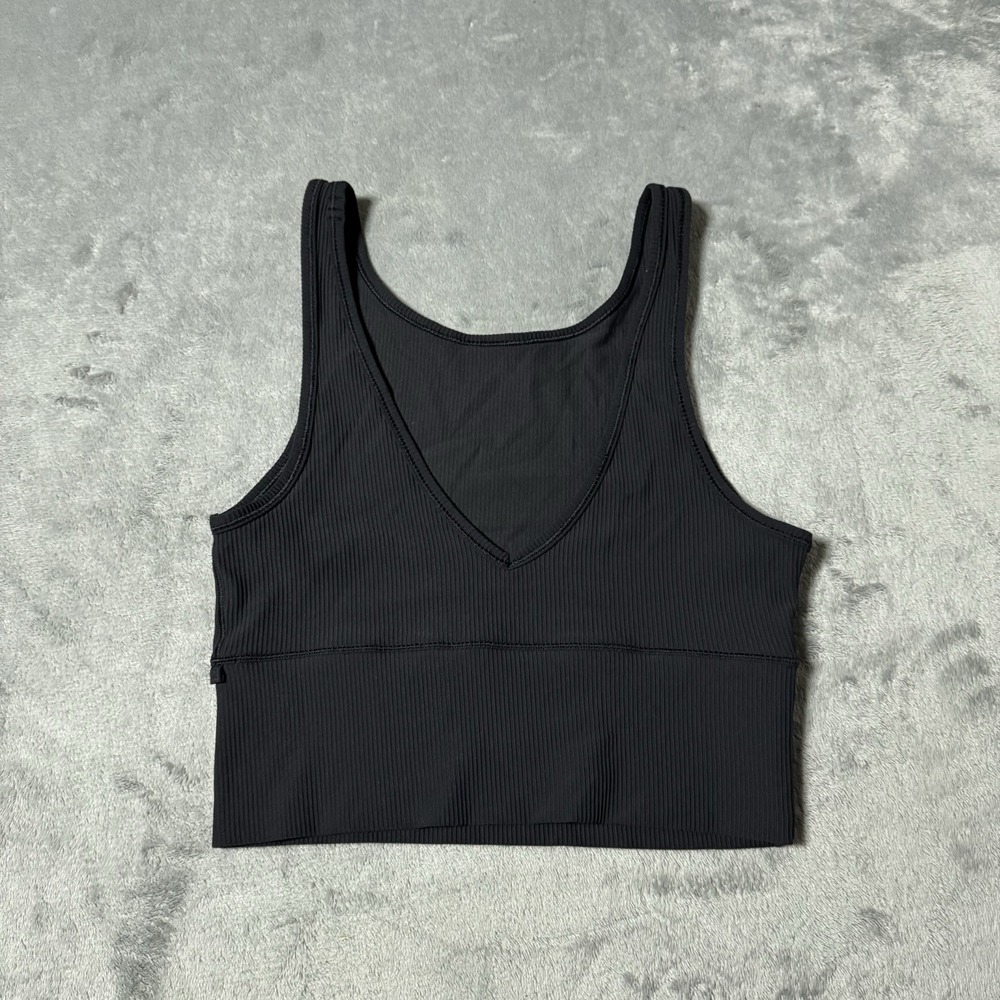 Lululemon Power Pivot Ribbed Tank Top Scream Black Womens Size 4 (14x16)